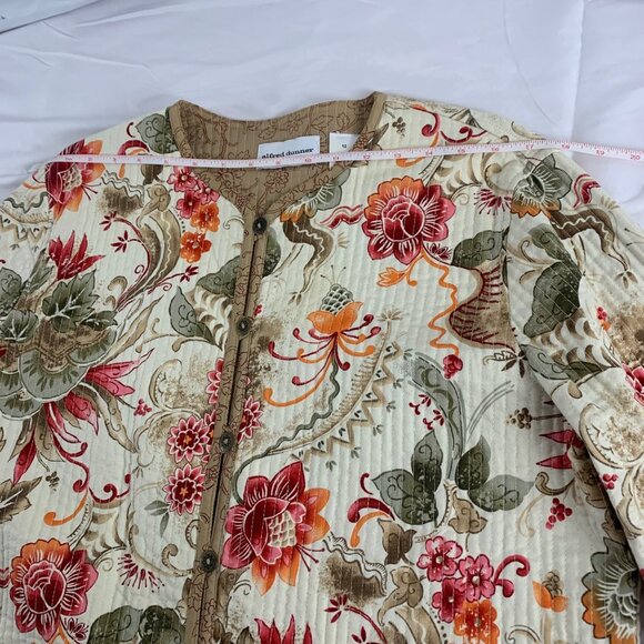 Alfred Dunner Floral Quilted Jacket Buttons Cotton Blend Womens SZ 12 Outerwear - Picture 9 of 11